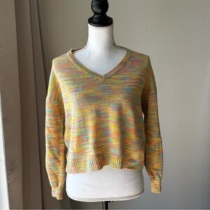 Sage & Oak Pastel Multicolor V-Neck Long Sleeve Knit Sweater Size M